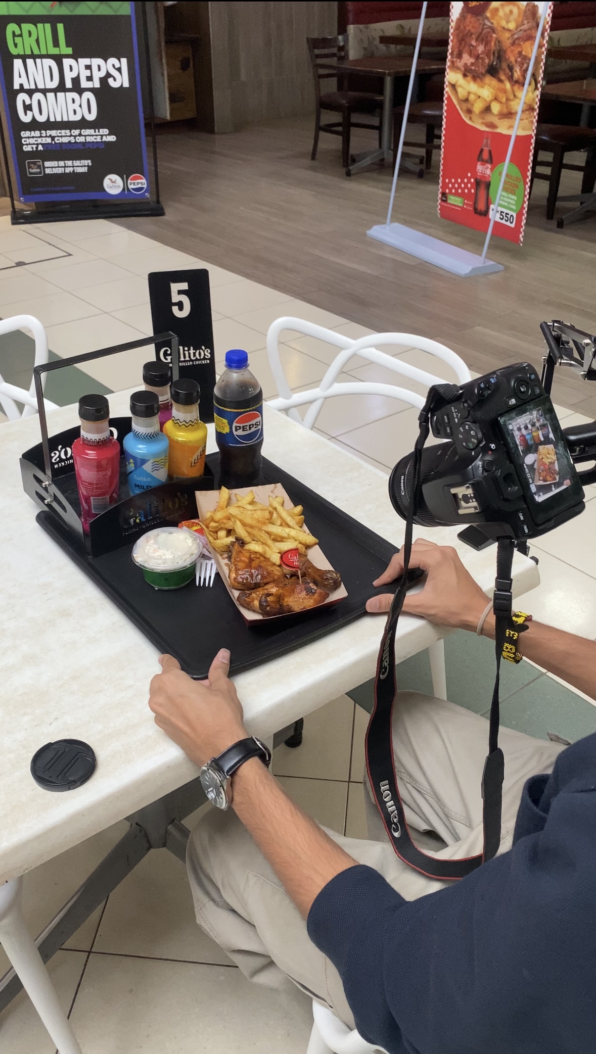 Filming at Galitos